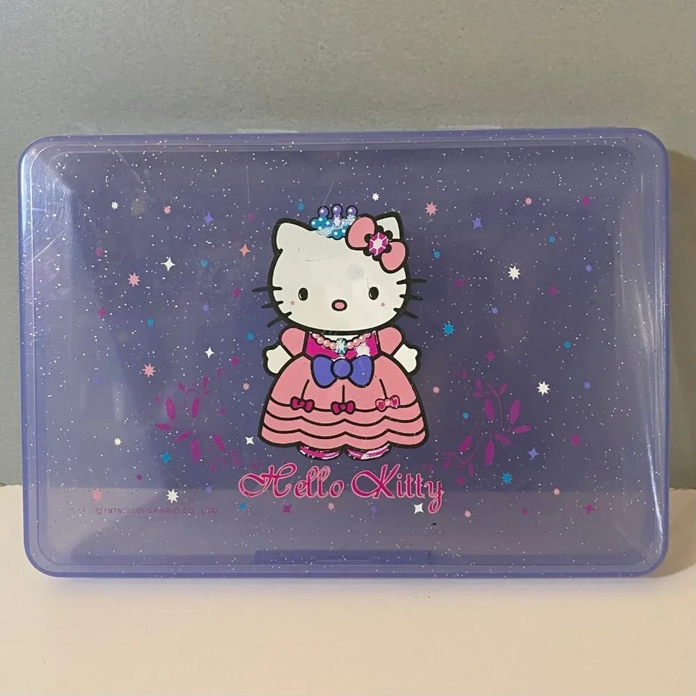 Sanrio 2005 Hello Kitty Clear Glitter Plastic Case